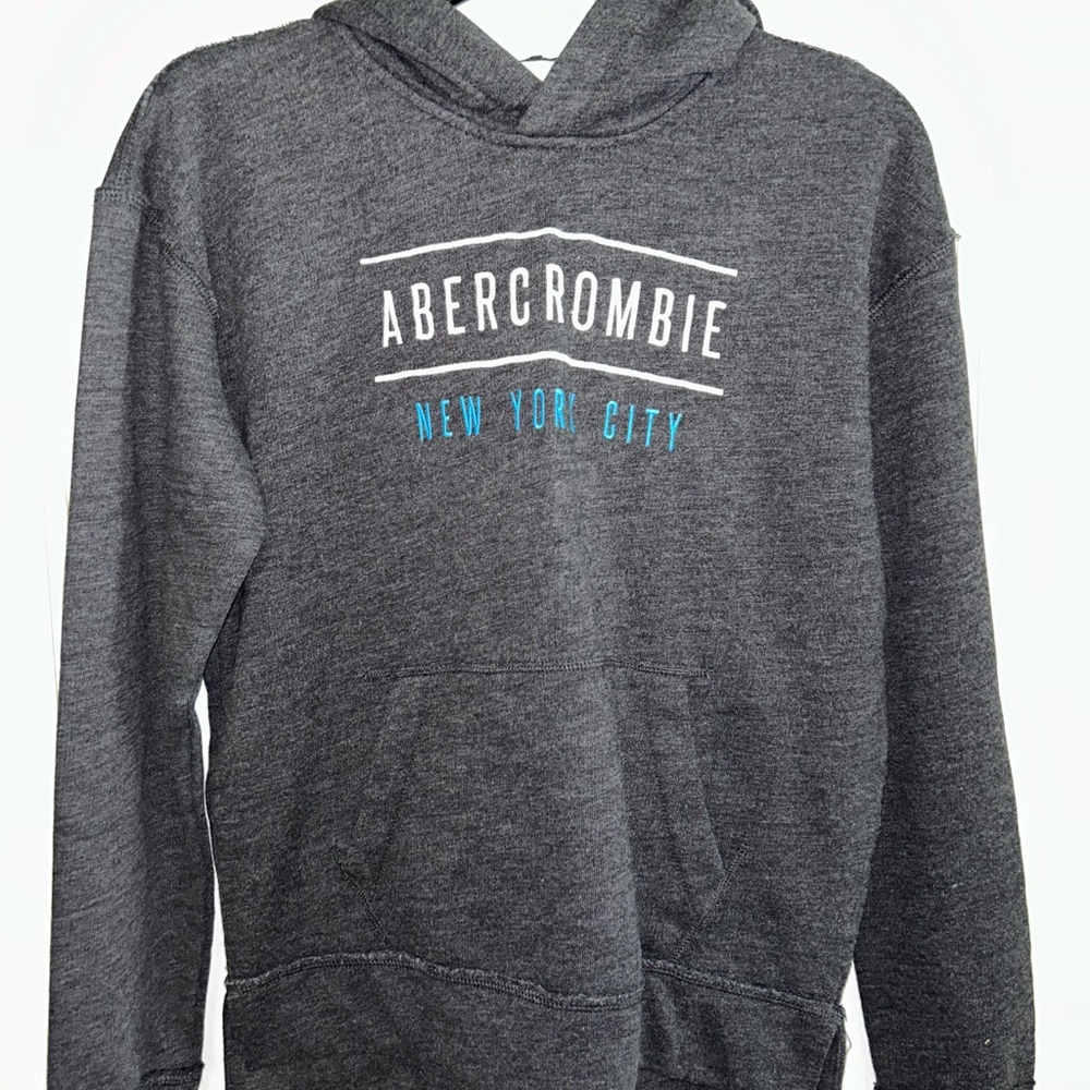 Abercrombie & Fitch Charcoal Hoodie with Blue Accents